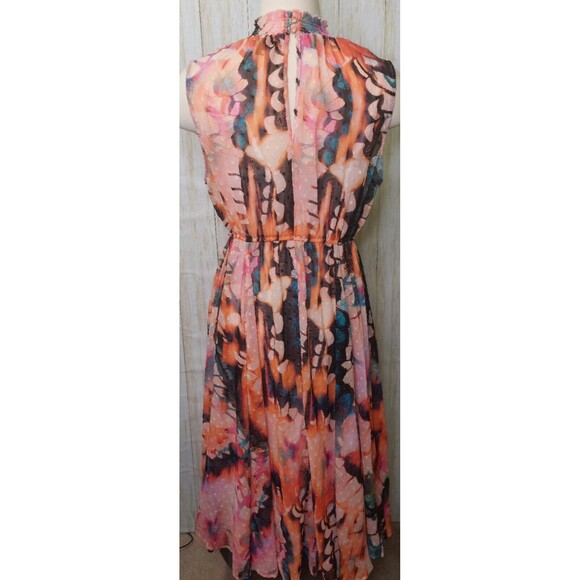Torrid Midi Dress Clip Dot Smocked Mock Hi Neck Floral Size 0~12~Large Butterfly - Picture 4 of 16